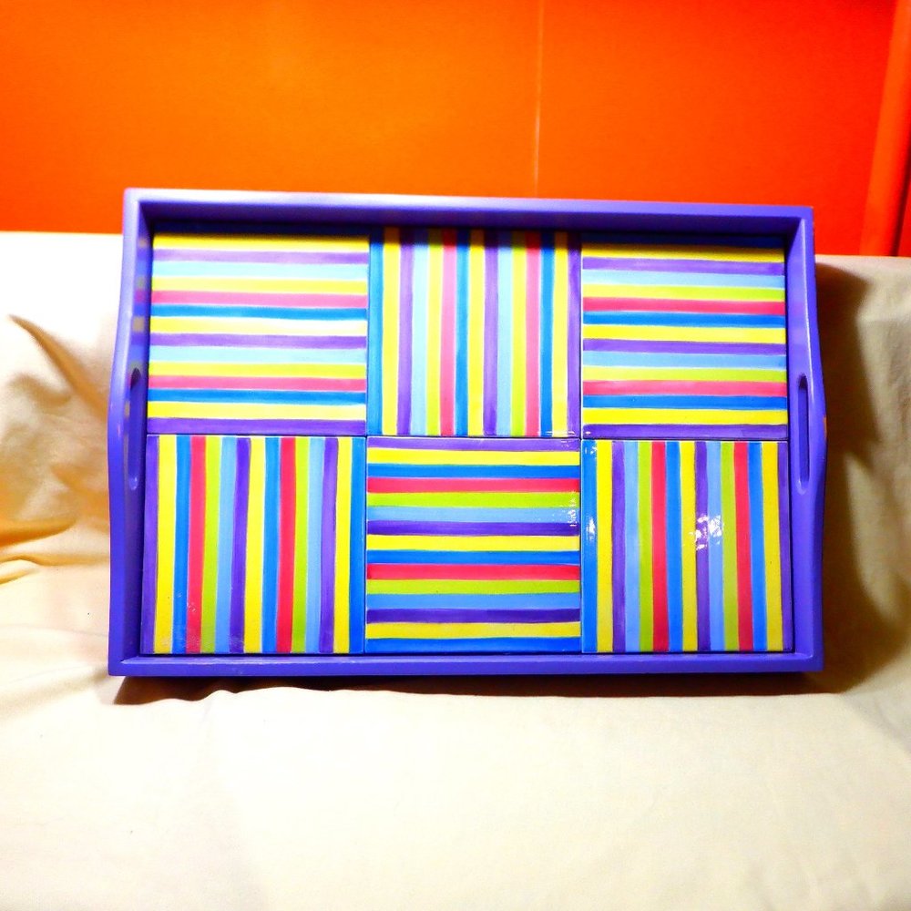 *** VINTAGE ***  FIESTA Pattern ~~~ PACIFIC RIM ~ Large TRAY / Handles